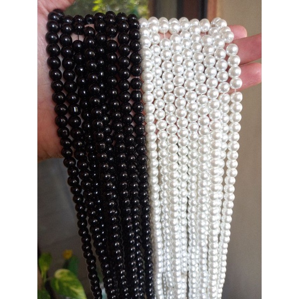 Mutsin seri Hitam Putih || 4mm, 6mm, 8mm || Mutiara Sintetis