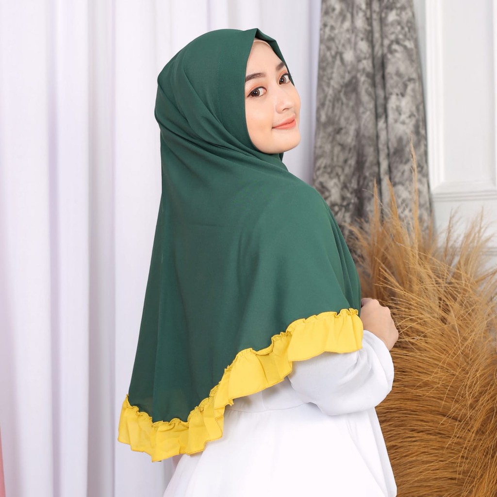 Khimar Kikis Jilbab Rempel Tali Kombinasi Non PET Diamond Polos