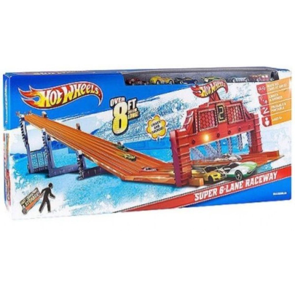 hot wheels 6 lane raceway