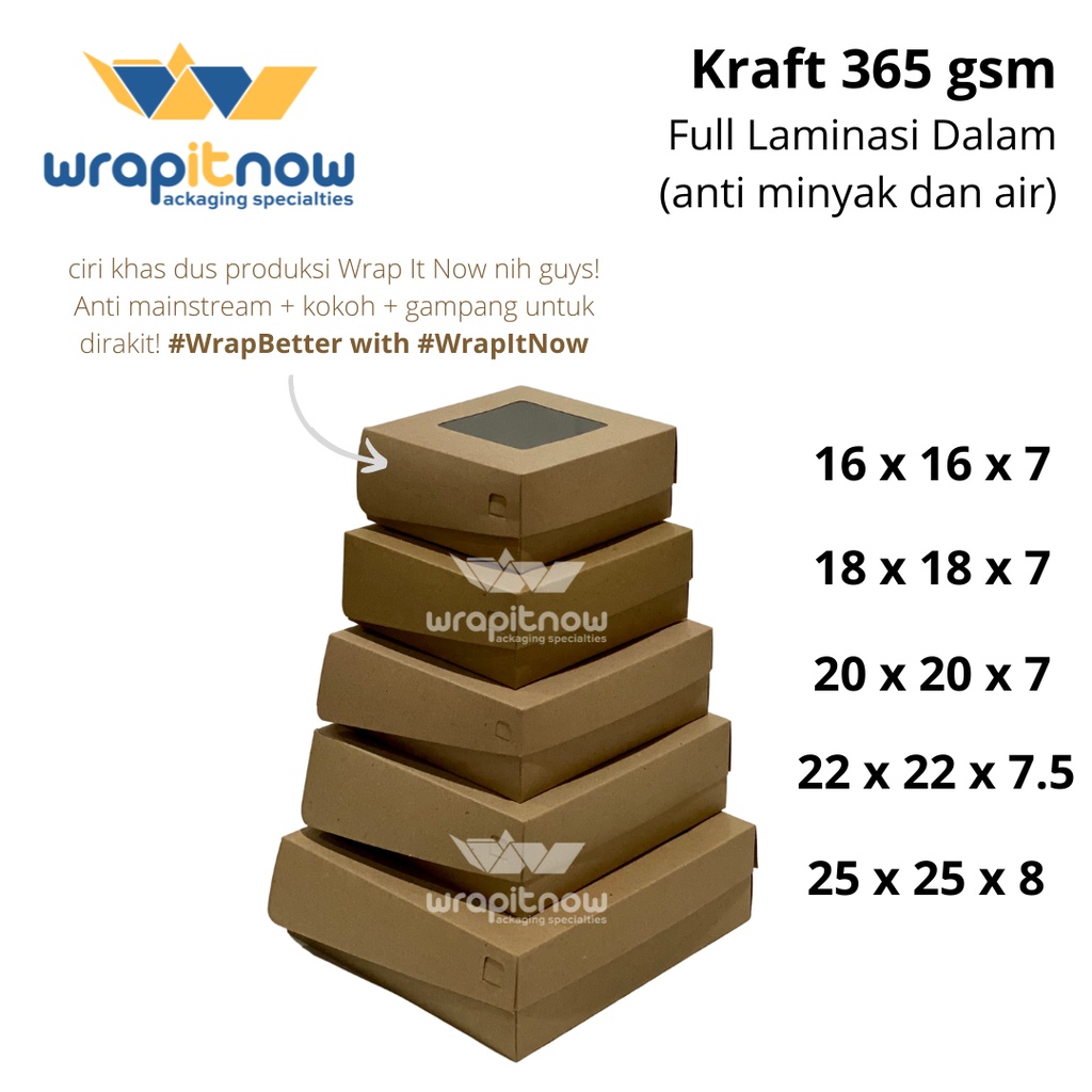 Dus Kraft 22 22 7.5 Laminasi// dus roti/ due chiffon cake/ dus bombolini/ dus ayam goreng-1