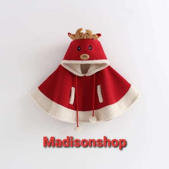 Jubah Natal Rusa Beludru Kostum Christmas Santa Cosplay Baju Anak