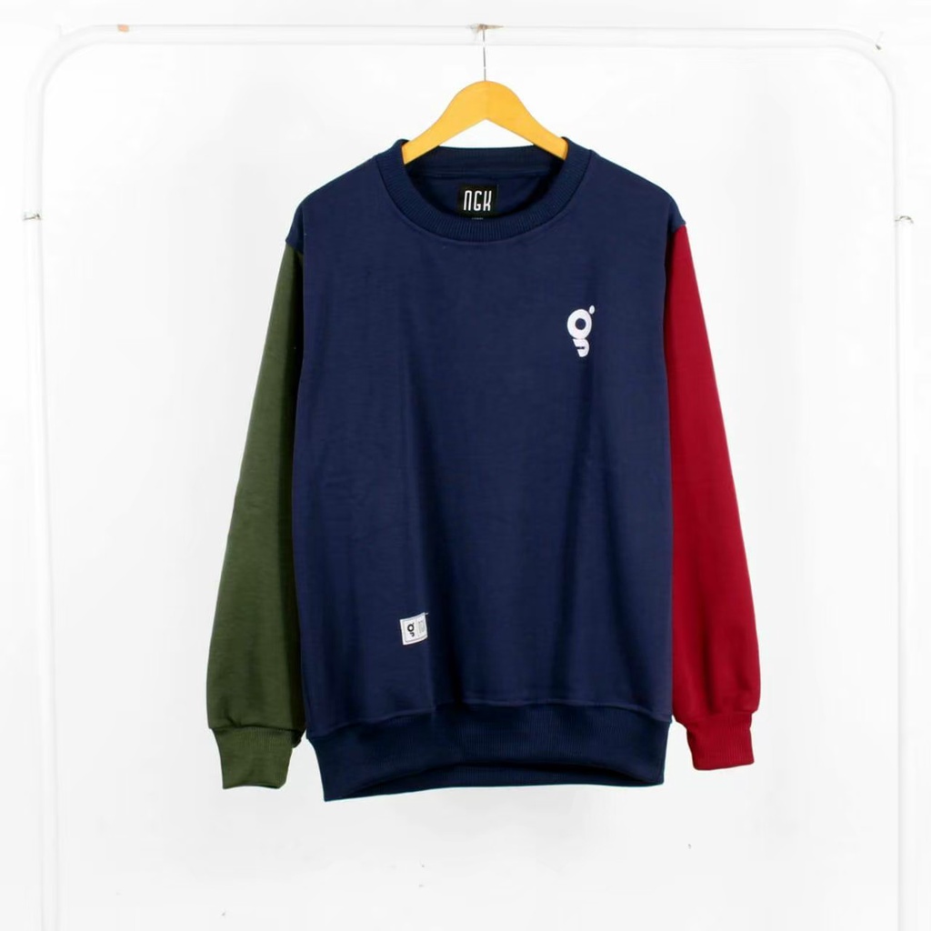 Crewneck Kombinasi Original Local l Sweater Kombinasi Basic Original