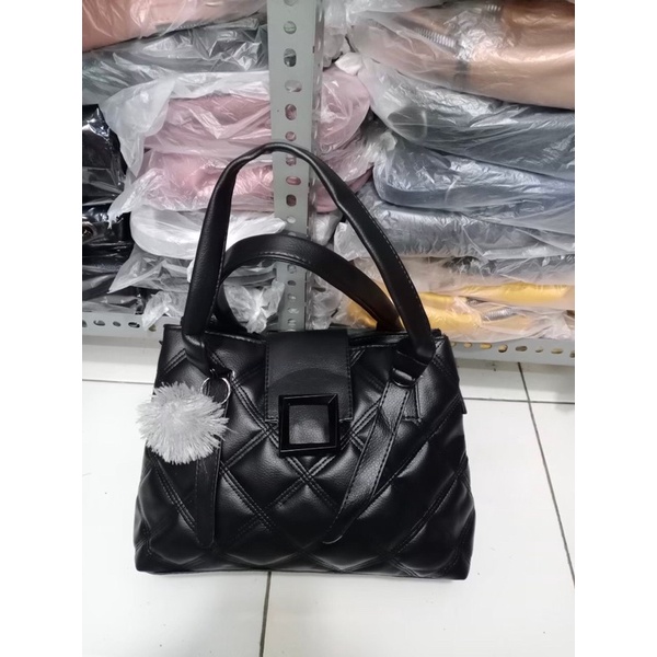 New Sling Bag 2021 Tas Selempang Jait Kotak B.A.R Just Hitam Ajah / Hand Bag / Tas Tenteng