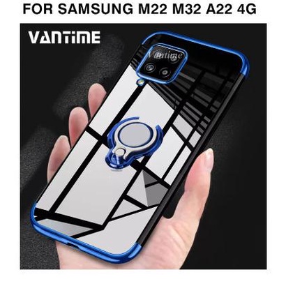 Case Samsung M22 M32 A22 4G RING Plating Silikon Magnetic Miror Casing