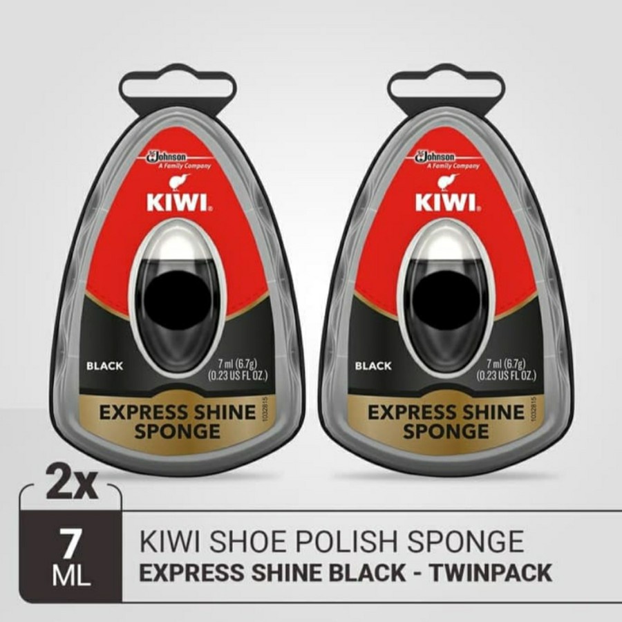 Kiwi Express Shine Sponge Black Perawatan Sepatu Hitam 7 Ml Twin Pack
