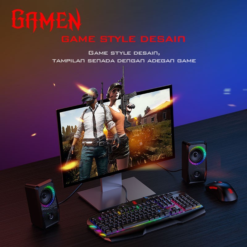 Gamen GS5 6W Dual Port Input RGB Gaming Multimedia Speaker