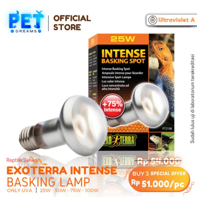 PROMO LAMPU UVA EXOTERRA BASKING INTENSE REPTIL SULCATA TORTO IGUANNA