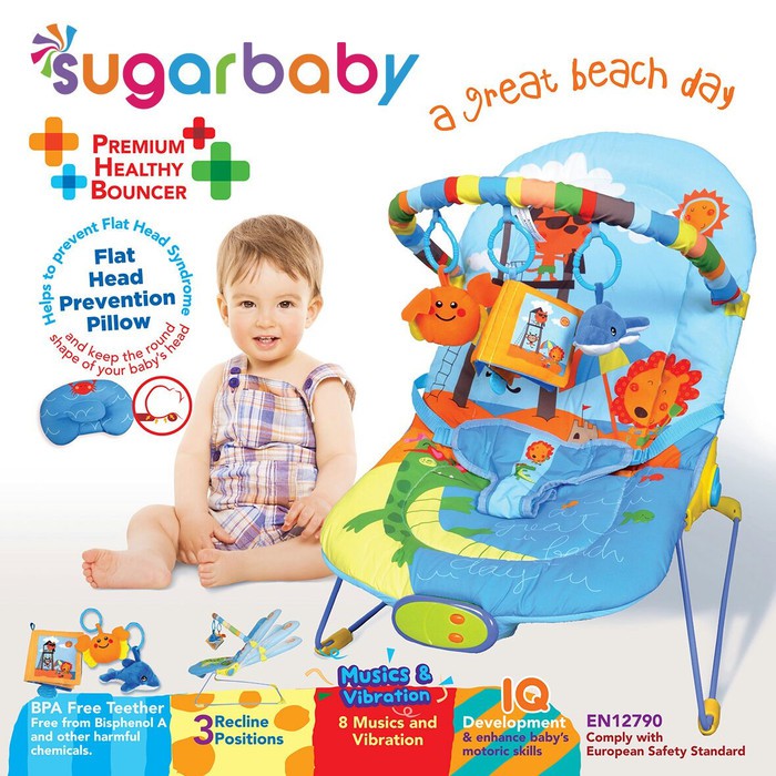 bouncer bayi sugar baby premium healthy bouncer 3 recline  great beach