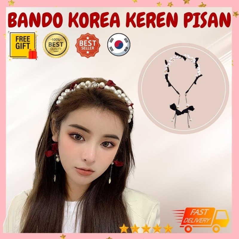 BANDO HAIRBAND BANDANA KOREAN HEADBAND KOREA LUCU RAMBUT WANITA DEWASA MUTIARA POLOS DEWASA KAIN ALA