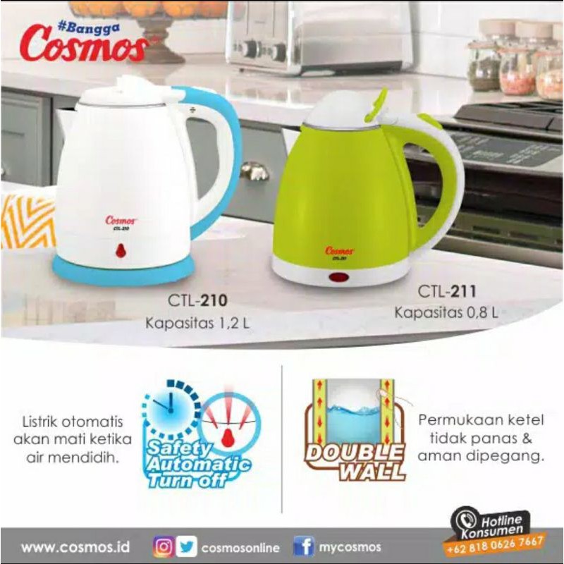 Cosmos ketel / teko listrik CTL 211 kapasitas 0.8LT