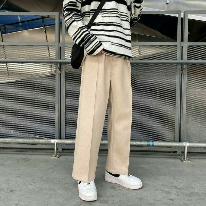 •BISA COD• Celana Bahan Kain Pria Wide Pants Casual