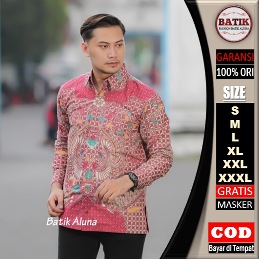 Batik pria lengan panjang Kemeja Atasan Baju batik pria laki laki lengan panjang premium cowok solo