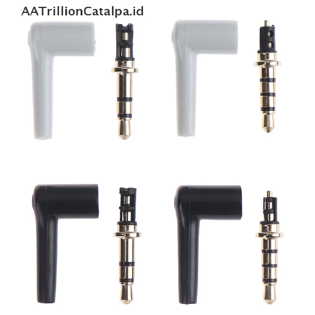 (AATrillionCatalpa) 2pcs / lot plug jack Audio 3.5mm 90 Derajat 3 / 4 pole 3.5 Lapis Emas