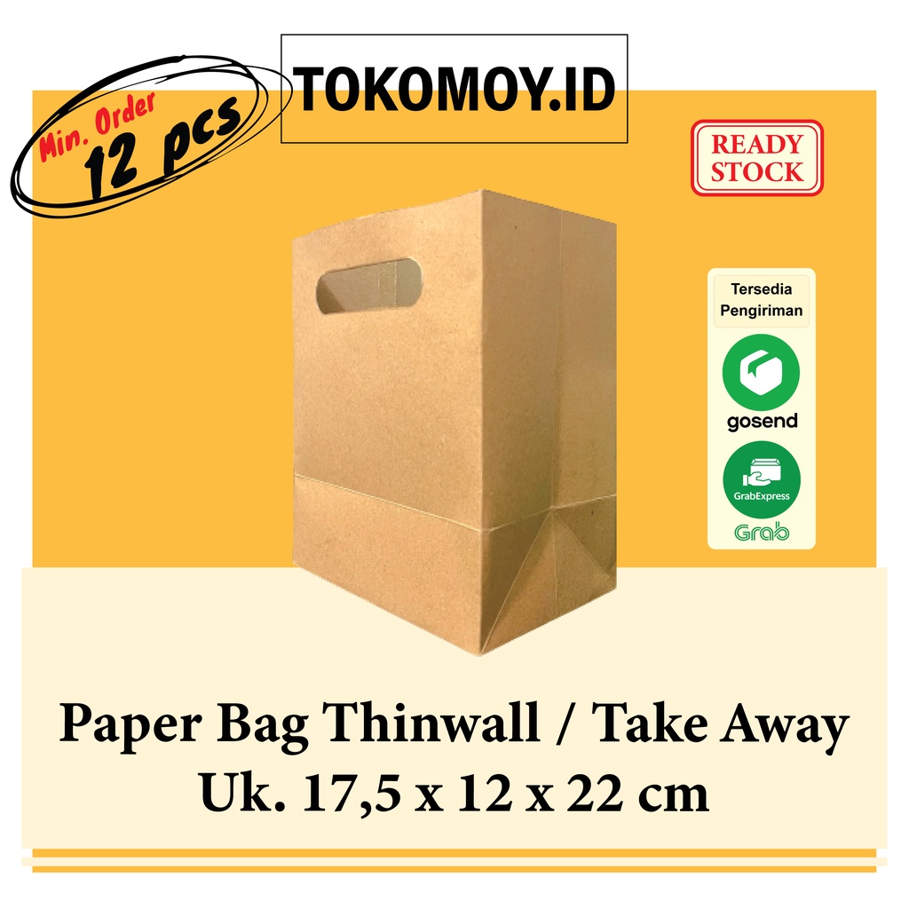 

Paper Bag Thinwall Box Kraft Coklat - Take Away / Catering / Nasi Kotak uk. 17,5x12x22 cm