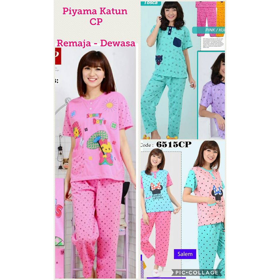  Piyama  katun dewasa  Cp baju  tidur  katun remaja 