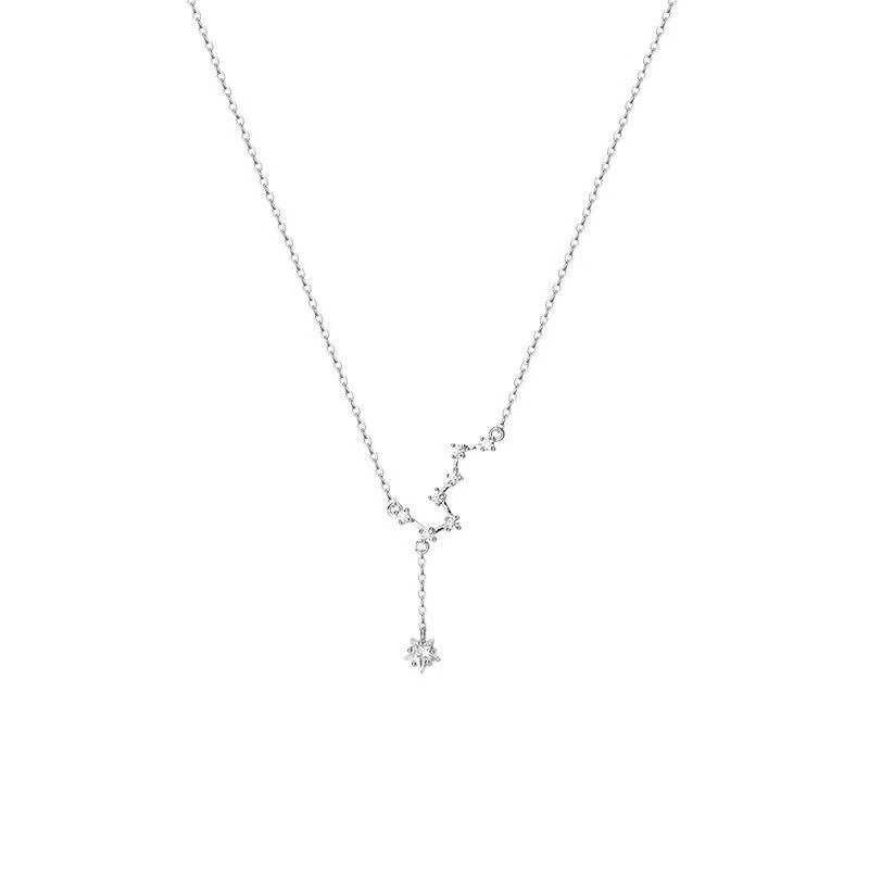 Kalung Liontin Bahan Titanium Steel Desain Bintang Galaksi Hias Kristalberlian Gaya Elegan Untuk Wanita
