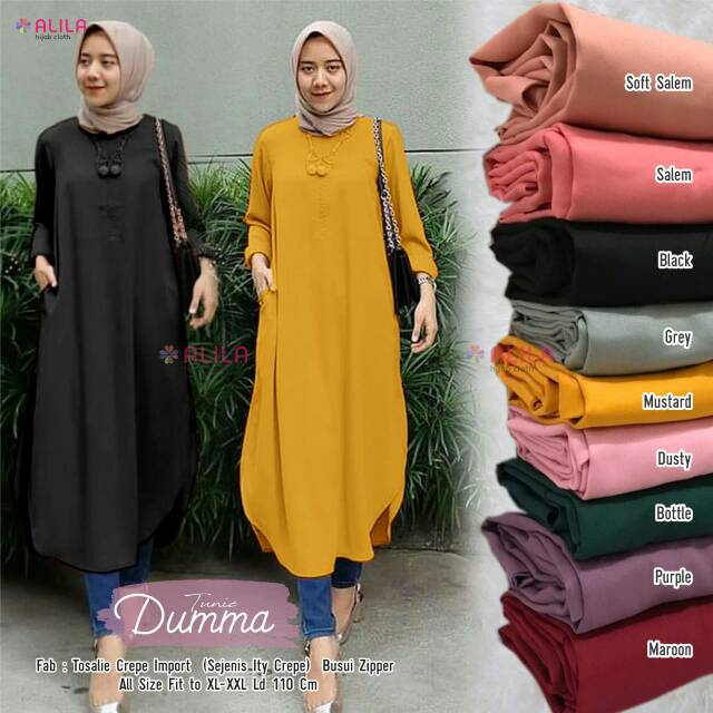 KUALITAS PREMIUM  IMPORT OOTD HIJAB MUSLIM MODERN DUMMA LONG TUNIK POLOS JUMBO ORIGINAL BY ALILA