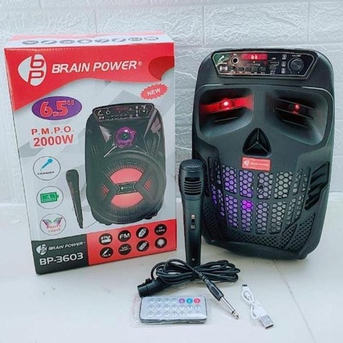 Speaker Karaoke BRAIN POWER Uk 6,5&quot; model Tengkorak QS-7801 - Speaker Bluetooth