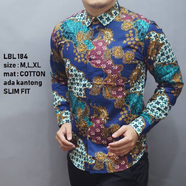 LBL248 BATIK KEMEJA PRIA SLIMFIT LENGAN PANJANG