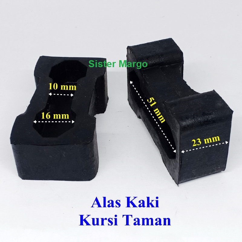 Alas Karet Pelindung Kaki Kursi Meja Taman Besi Tempa P58 Hitam - 2PCS
