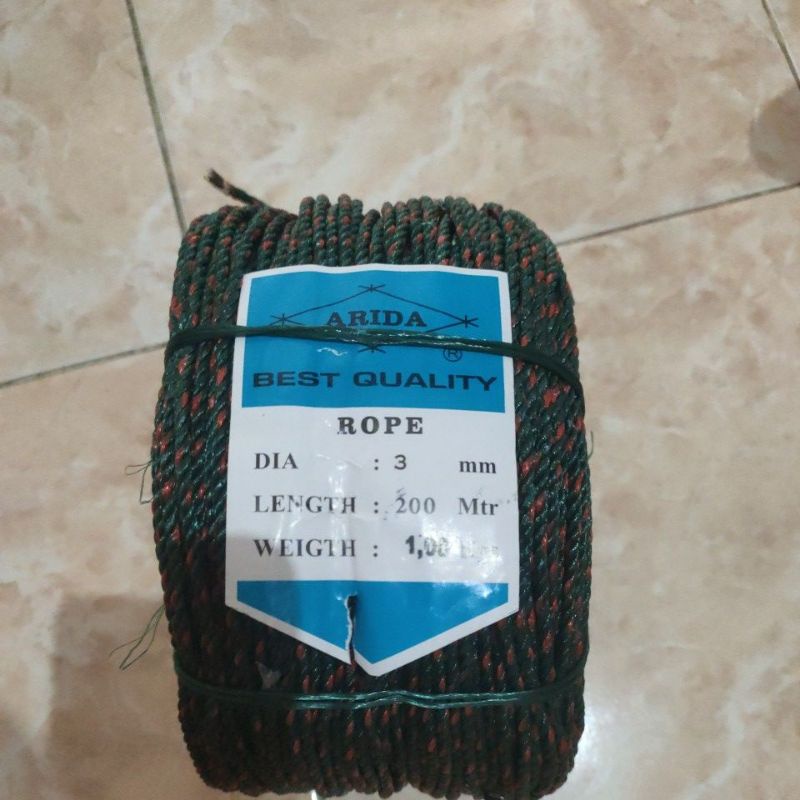 Tali tambang tali tampar tali pe merk arida 3mm