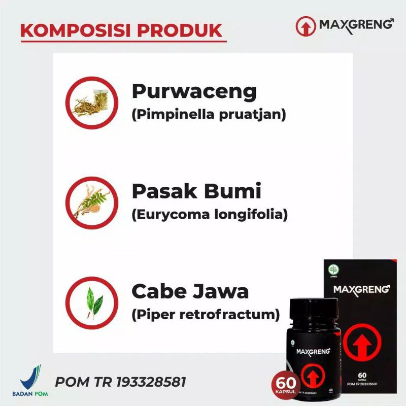 MAXGRENG ORIGINAL OBAT VITALITAS STAMINA PRIA- SUPLEMEN PENAMBAH BESAR PANJANG MR-P PERMANEN