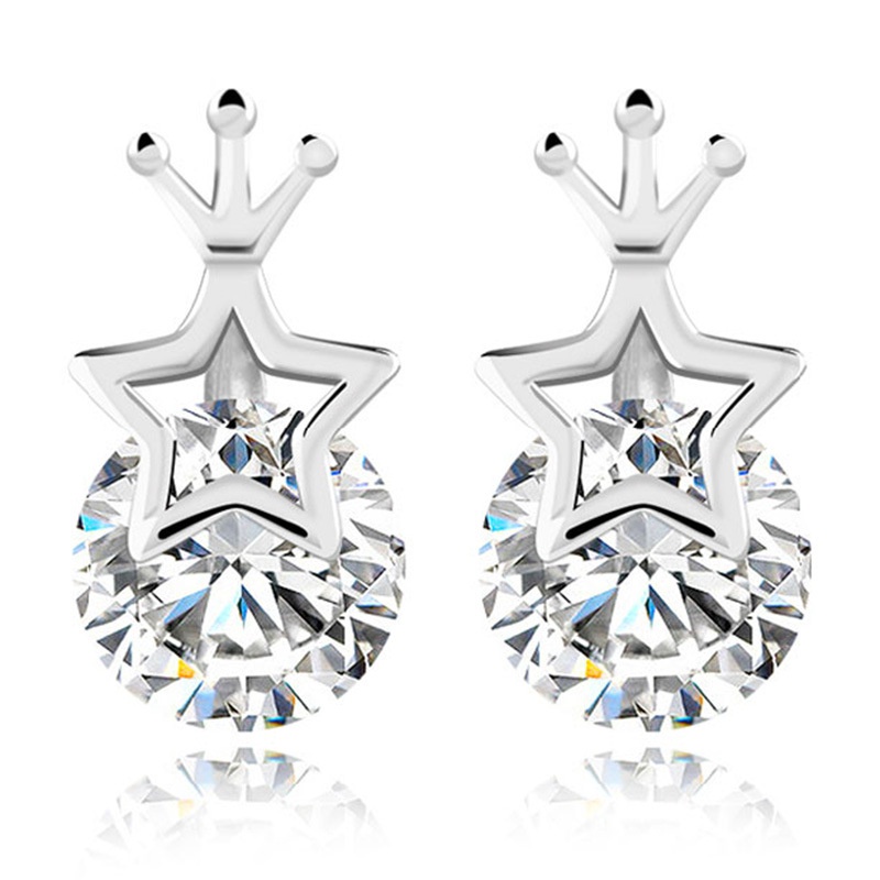 925 Perak Anting Wanita Anting Pentagram Mahkota Fashion Perhiasan/Subang Telinga anting perempuan