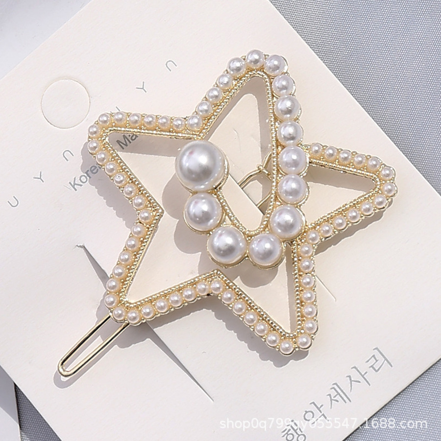 Korean Crystal Full Diamond Hair Clip Girl Pearl Rhinestone Hairpin Cute Elegant Hair Accessories