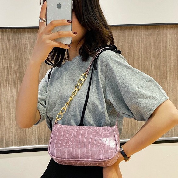 Amadela Story - Shoulder Bag Wanita Tas Bahu Wanita Tas Korea Fashion Import Tas Rantai Croco