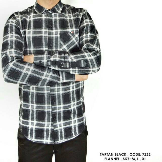 Kemeja Distro Flanel Black kotak - kemeja cowok panjang kotak