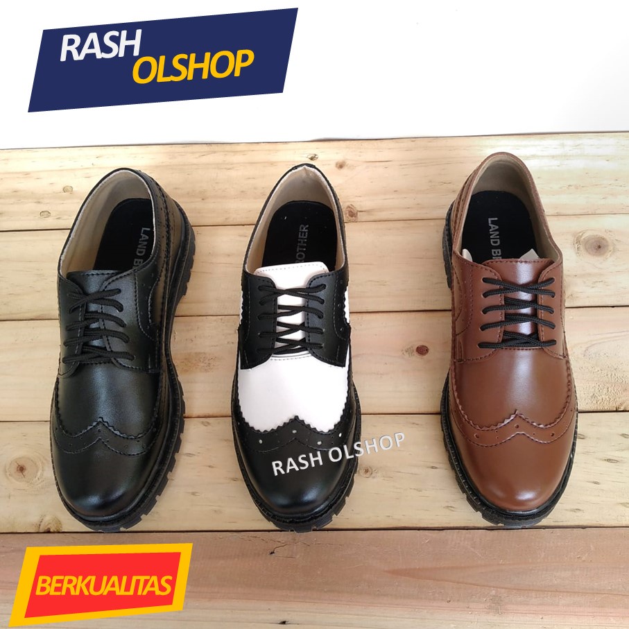 Sepatu Low Boots Wingtip Hitam Putih Dockmat Wingtip Hitam Putih Terbaru