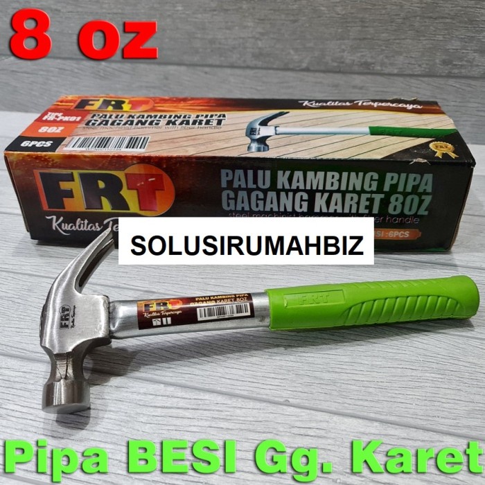 Palu Kambing 8 Oz Pipa Besi Gagang Karet / Martil Paku Claw Hammer 8OZ