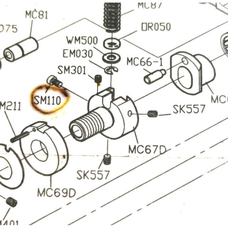 SK557 Asli Siruba Kunci L 2mm Baut Ecentric Mesin Jahit Kamkut / Overdeck F007