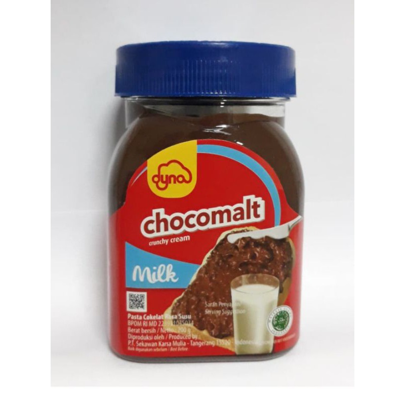 DYNA Chocmaltin Crunchy Cream Milk 200gr / Selai Coklat Enak Murah / Chocomalt