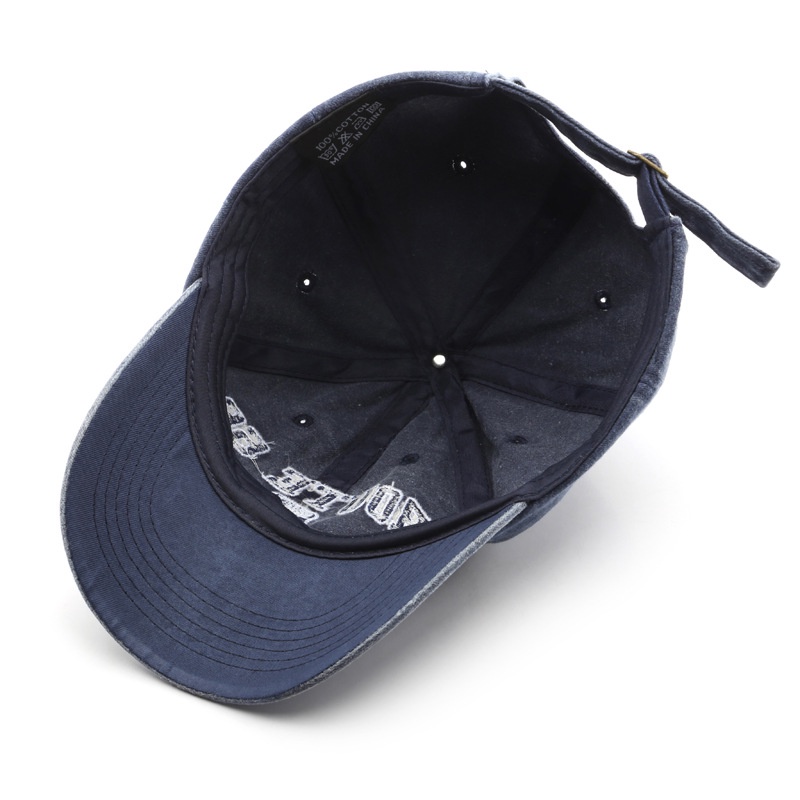 HATSAVENUE-225 Baseball Cap Model Wash Denim Luntur Bordir Route 66 Katun Keren