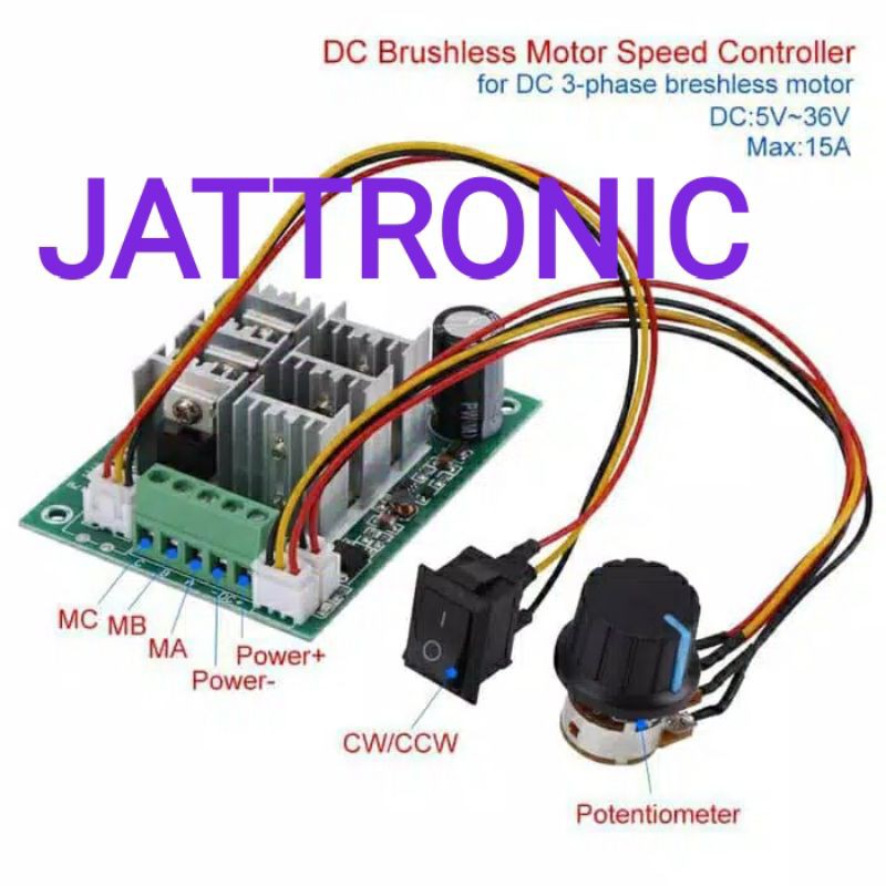 Controller BLDC 12-36V 15A Brushless Reversible Speed Control 500W