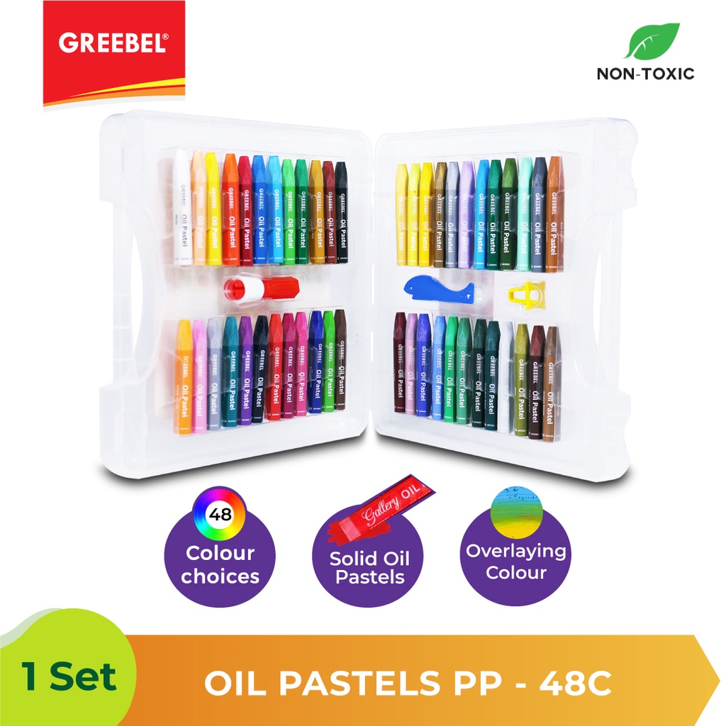 GREEBEL Crayon Krayon Kids Oil Pastel 48 Warna 48C tidak berdebu cerah untuk anak sekolah art &amp; tidak beracun