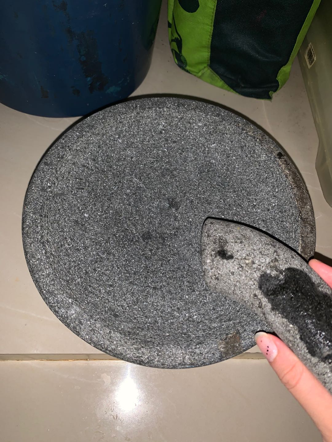 Cobek Batu Asli Bubut Termurah 22cm & Ulekan