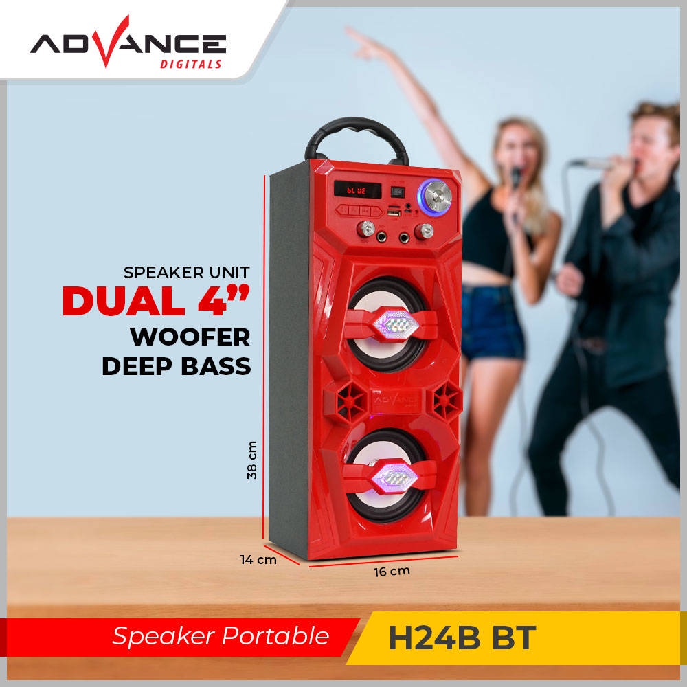 【READY STOCK】 Advance H-24B BT Speaker Bluetooth Portable FM Radio USB SD Memory LED DISPLAY Travel with aux mic buat karaoke，H-24B BT Bluetooth Speaker Advance FM Radio USB SD Memory H24B Travel
