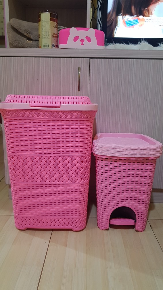 Keranjang Baju / Laundry Basket / Tempat Penyimpanan Baju Kotor Gr Pink Genki Market