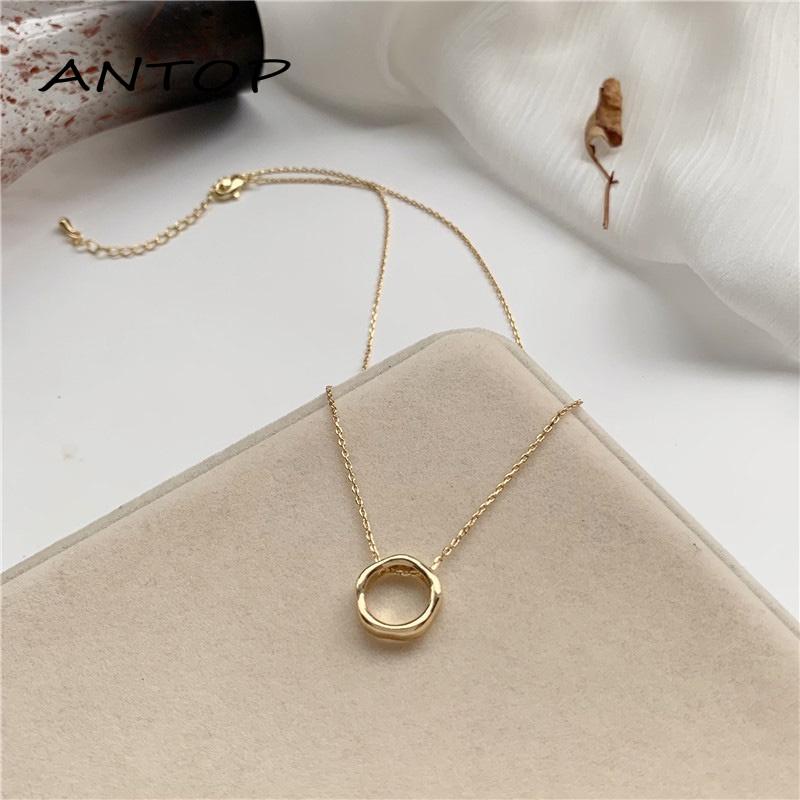 Kalung Rantai Clavicle Simple Dengan Liontin Bulat Untuk Wanita