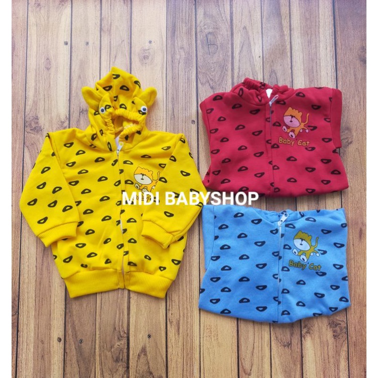 Jaket Bayi Hoodie 3 - 18 bulan Halus dan Hangat motif lucu