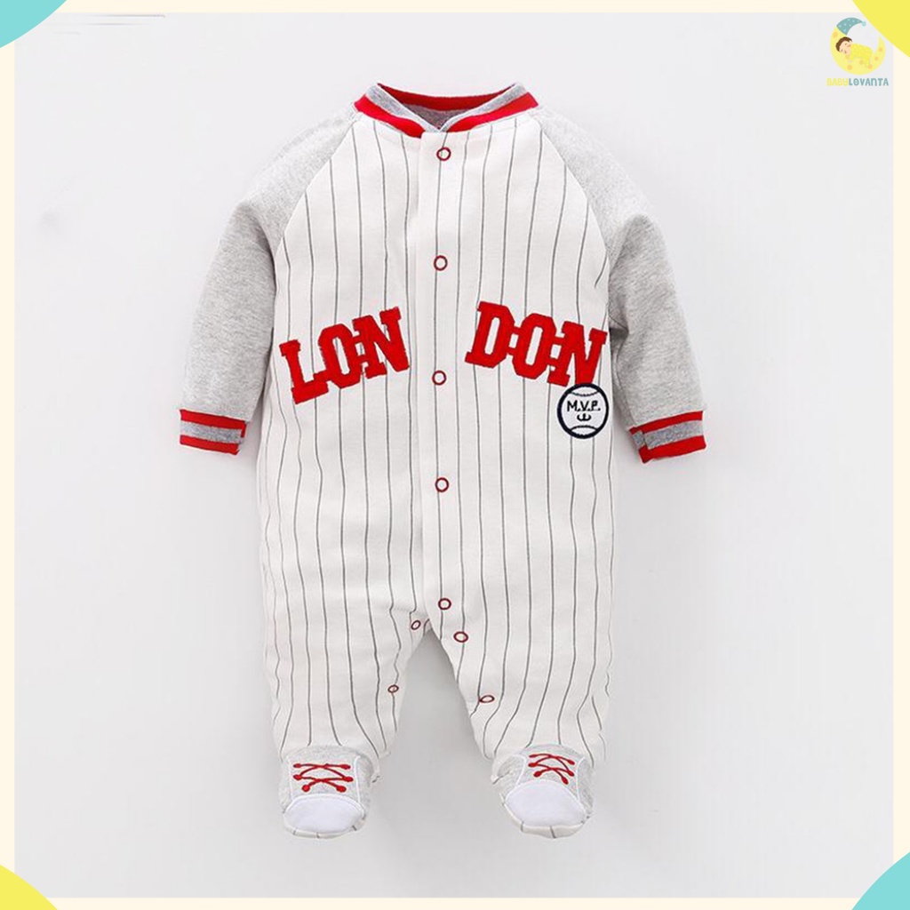 [COD] baju bayi import korea motif BASEBALL LONDON MERAH / jumper premium  QUALITY 100% KATUN jumper bayi lengan panjang BA-240/Babylovanta