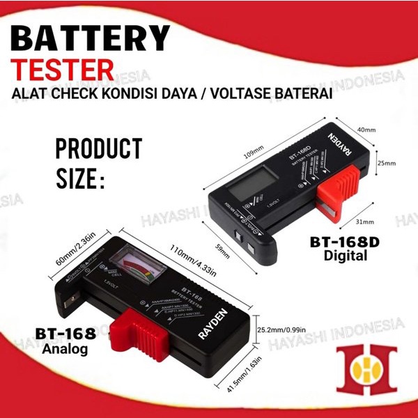 Battery Tester Alat Tes Cek Batu Batre Baterai Voltase AA AAA 9V Kotak