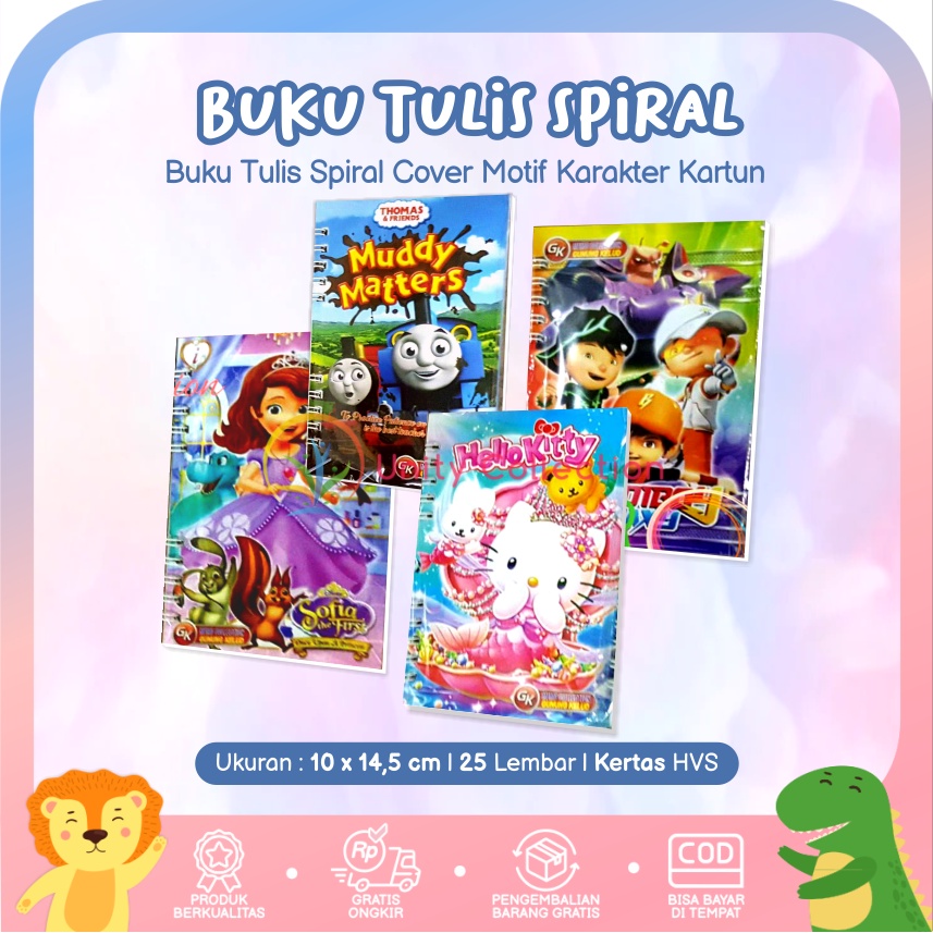 

Buku Tulis Spiral Anak Motif Karakter Lucu