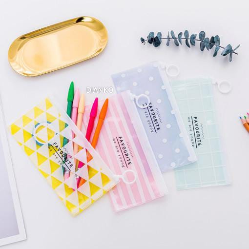 

Kotak Pensil Tempat Pensil Zipper Bag Transparan Pouch Zip Lock Motif