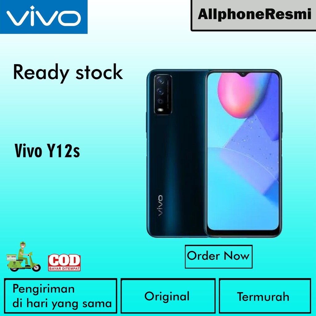 Vivo Y12S 3/32GB Black Blue / Hitam Biru RESMI VIVO INDONESIA