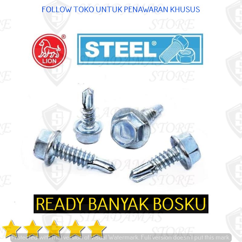 100 pcs #10x16 Sekrup Baja Ringan Moon Lion Kode L