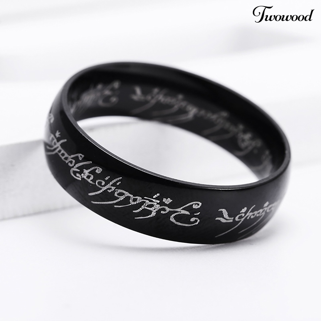 Cincin Motif Print Tulisan Bahan Titanium Steel Untuk Pria Dan Wanita