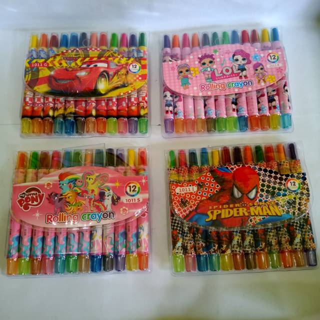 

Rolling crayon / crayon putar karakter disney fancy 12 warna pendek